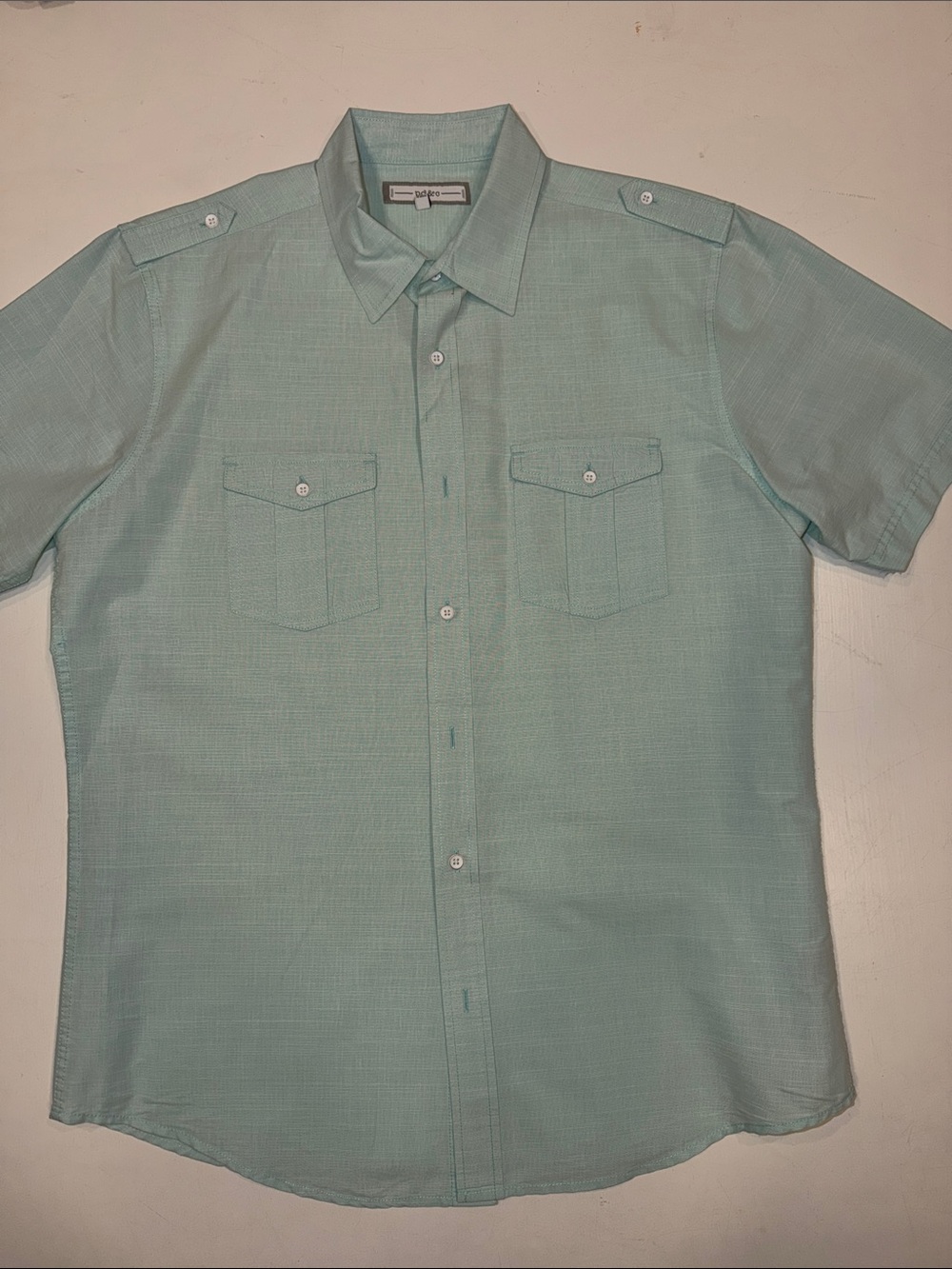 Point Zero Men's Short Sleeve Button-Up Shirt - Mint Green